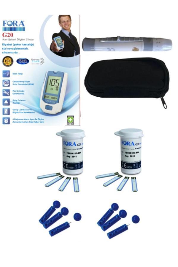 KOPYA - G20 Kan Şeker Ölçüm Cihazı 2 Kutu Strip Delme Kalemi Taşıma Çantası 1  kutu Lanset Iğne - Image 1