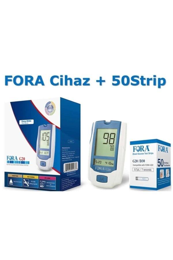 G20 Şeker Ölçüm Cihazı + 50 Adet Ölçüm Strip / Çubuğu + 1  kutu Lanset - Image 1