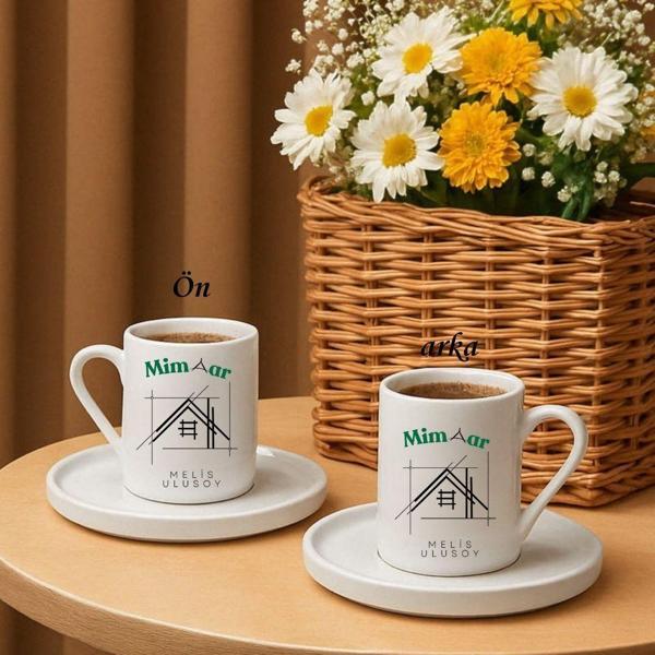 Mimarlara Özel İsimli Türk Kahvesi Fincanı – Kişiye Özel Hediyelik 1 adet - Image 1