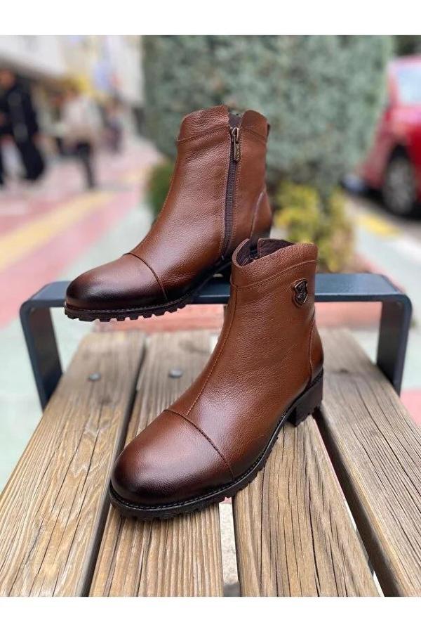 VENÜS 2253409K TOPUKLU FERMUARLI GÜNLÜK DERİ KADIN BOT - Image 1