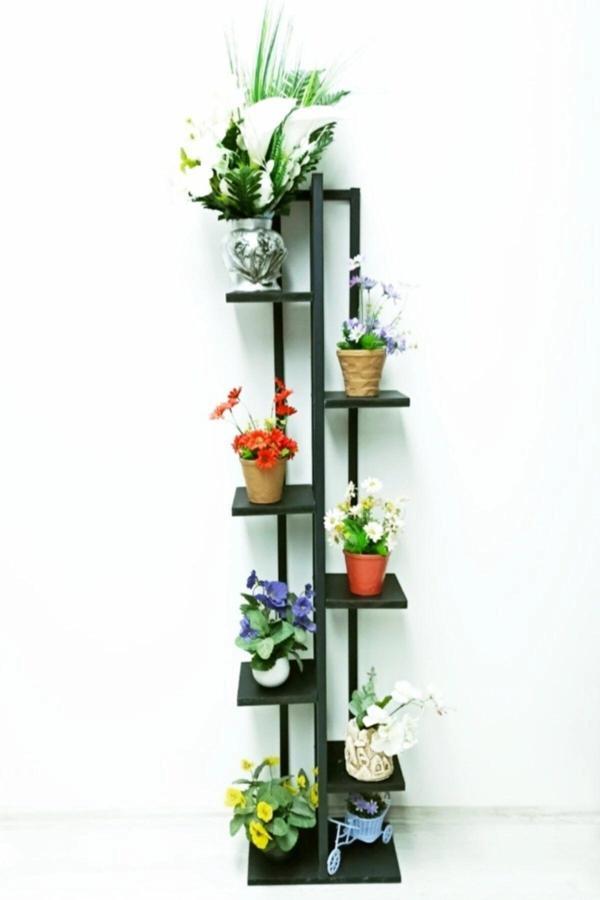 Siyah Metal Çerçevel 7 Bölmeli Dikey Çiçeklik - Image 1