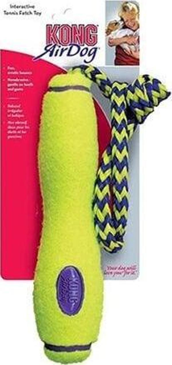 Kong Air Dog Fetch Stick İpli Sesli Tenis Topu Köpek Oyuncağı Sarı 20 Cm - Image 1