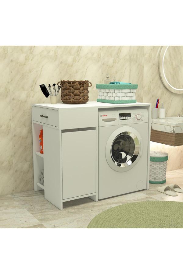 Home Mobiga Eflin Çamaşır Makinası Dolabı Kirli Çamaşır Sepetli - Image 1
