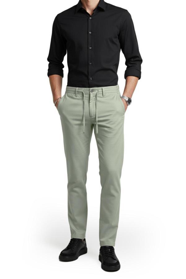 DeepSEA Açık Yeşil Esnek Kumaş Slim Fit Beli Lastikli Günlük Spor Pantolon 2601070 - Image 1