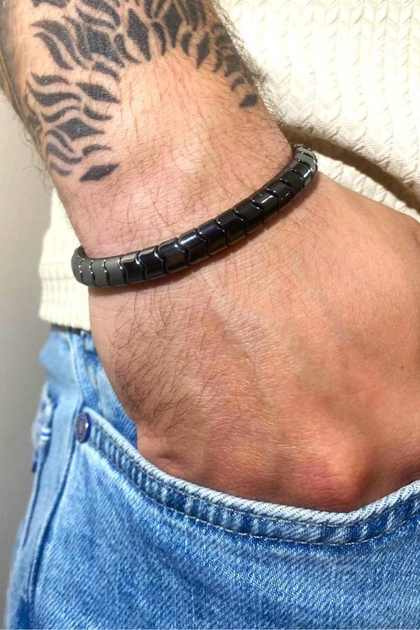 Taşmeran Hematit Taşı Makrome Örgülü Bileklik Tky0334 - Image 1