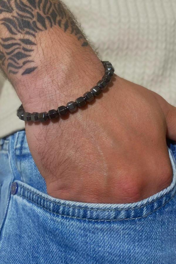 Taşmeran Hematit Taşı Makrome Örgülü Bileklik Tky0332 - Image 1