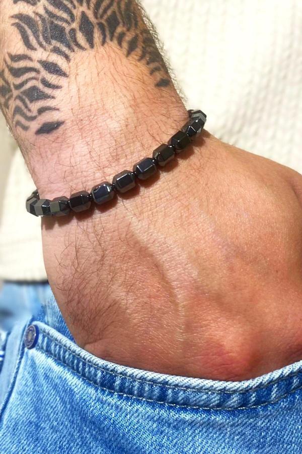 Taşmeran Hematit Taşı Makrome Örgülü Bileklik Tky0333 - Image 1