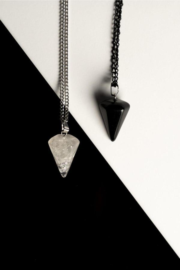 Taşmeran Kristal Kuvars-Oniks Doğal Taş Pandül Çift Sevgili Kolyeleri Tky0226 - Image 1