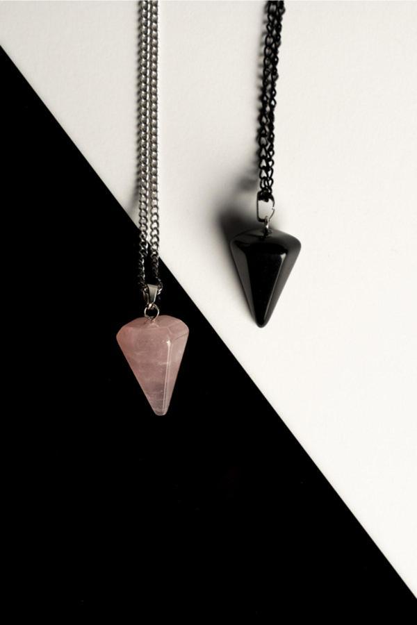 Taşmeran Pembe Kuvars-Oniks Doğal Taş Pandül Çift Sevgili Kolyeleri Tky0237 - Image 1