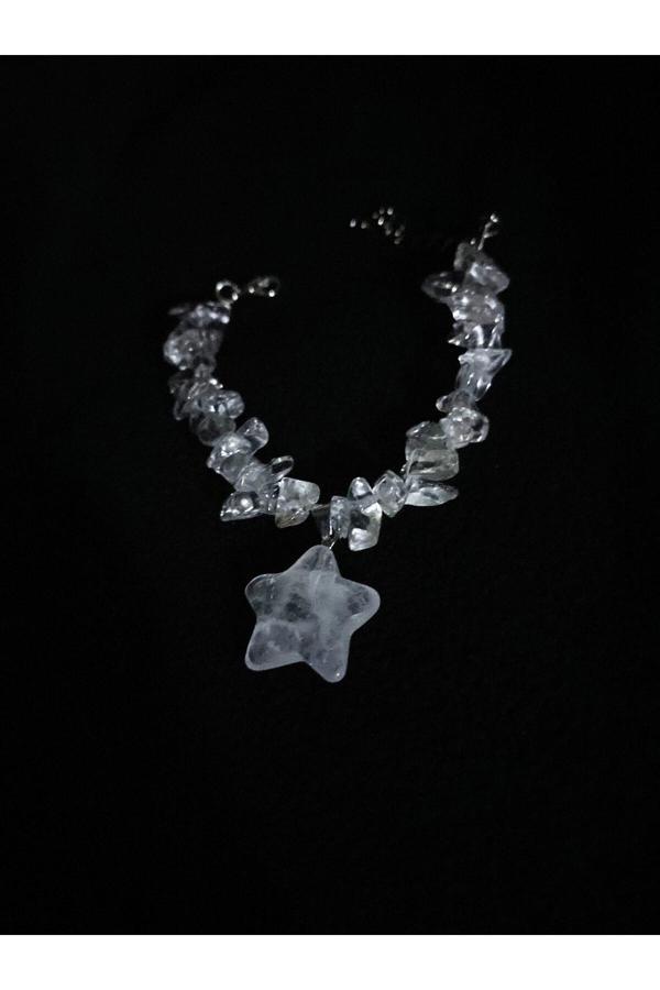 Taşmeran Kristal Kuvars Yıldız Uçlu Kırıktaş Doğal Taş Bileklik Tky0298 - Image 1