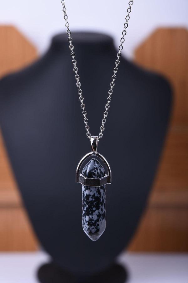 Taşmeran Obsidyen Doğal Taş Çivi Kolye Tky0027 - Image 1