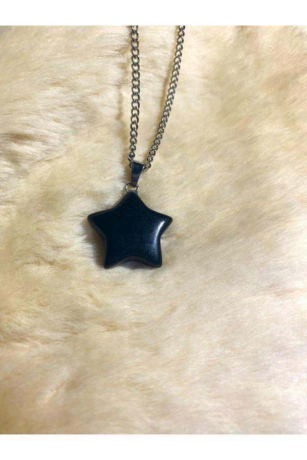 Taşmeran Oniks Doğal Taş Yıldız Kolye Tky0307 - Image 1