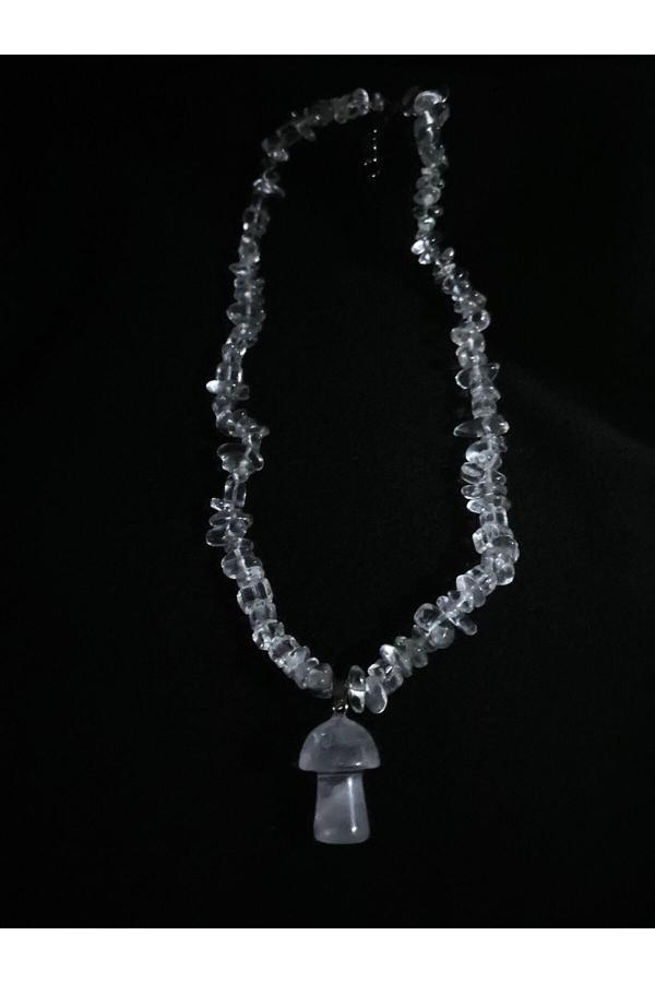 Taşmeran Kristal Kuvars Mantar Uçlu Kırıktaş Doğal Taş Kolye Tky0327 - Image 1