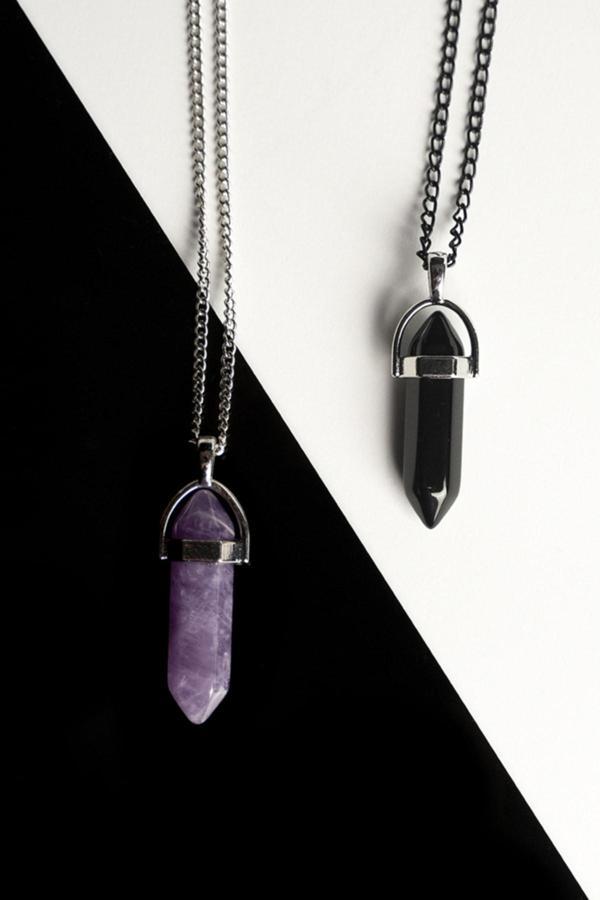 Taşmeran Ametist-Oniks Doğal Taş Çivi Çift Sevgili Kolyeleri Tky0240 - Image 1