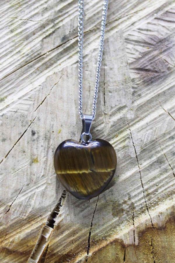 Taşmeran Kaplangözü Doğal Taş Kalpli Kolye Tky0107 - Image 1