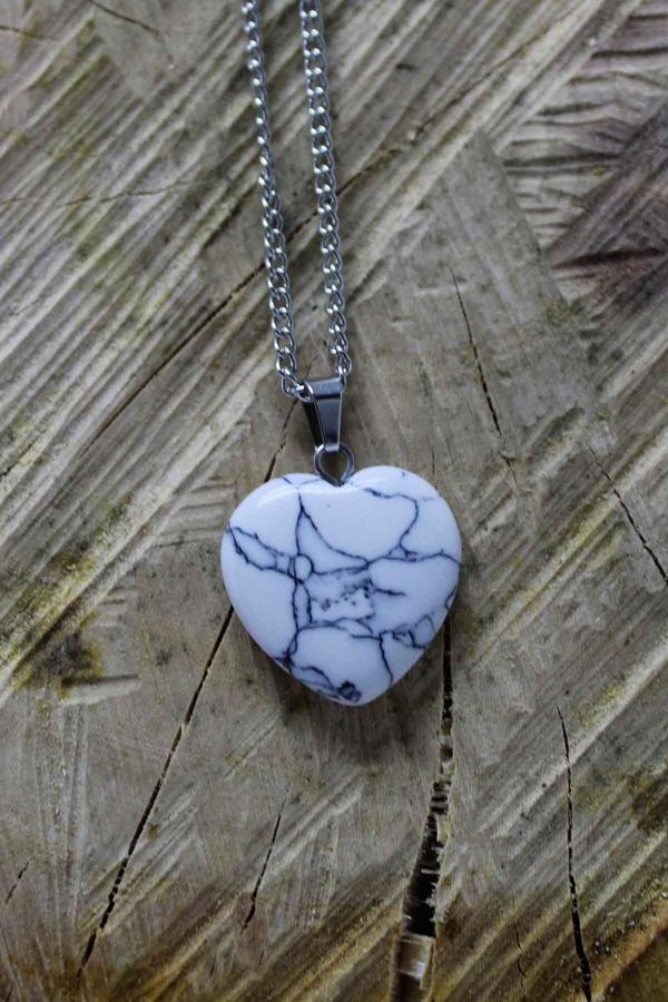 Taşmeran Havlit Doğal Taş Kalpli Kolye Tky0102 - Image 1