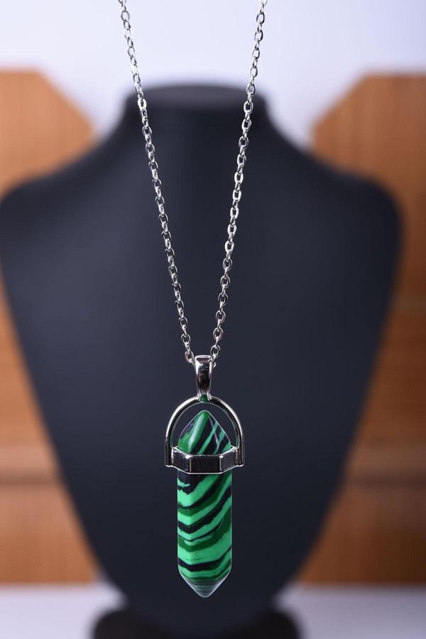 Taşmeran Malahit Doğal Taş Çivi Kolye Tky0028 - Image 1