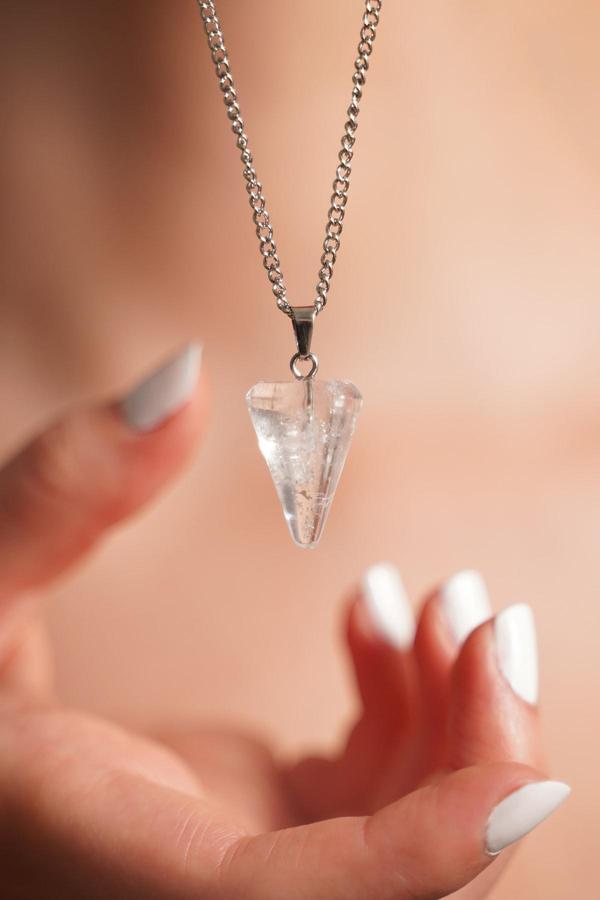 Taşmeran Kadın Kristal Kuvars Doğaltaş Pandül Kolye Tky0009 - Image 1