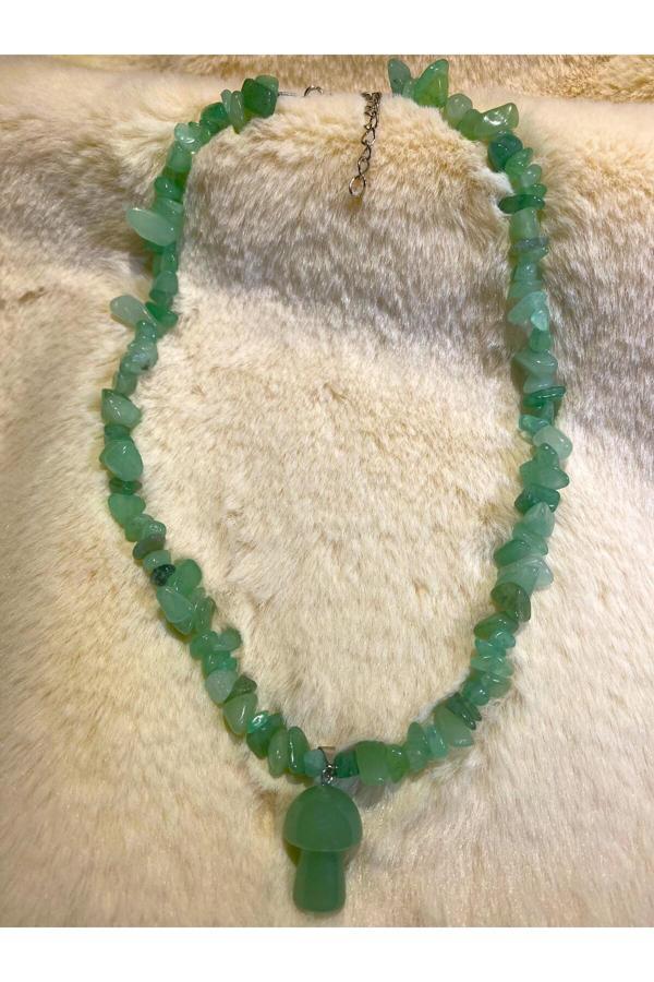 Taşmeran Aventurin Mantar Uçlu Kırıktaş Doğal Taş Kolye Tky0316 - Image 1