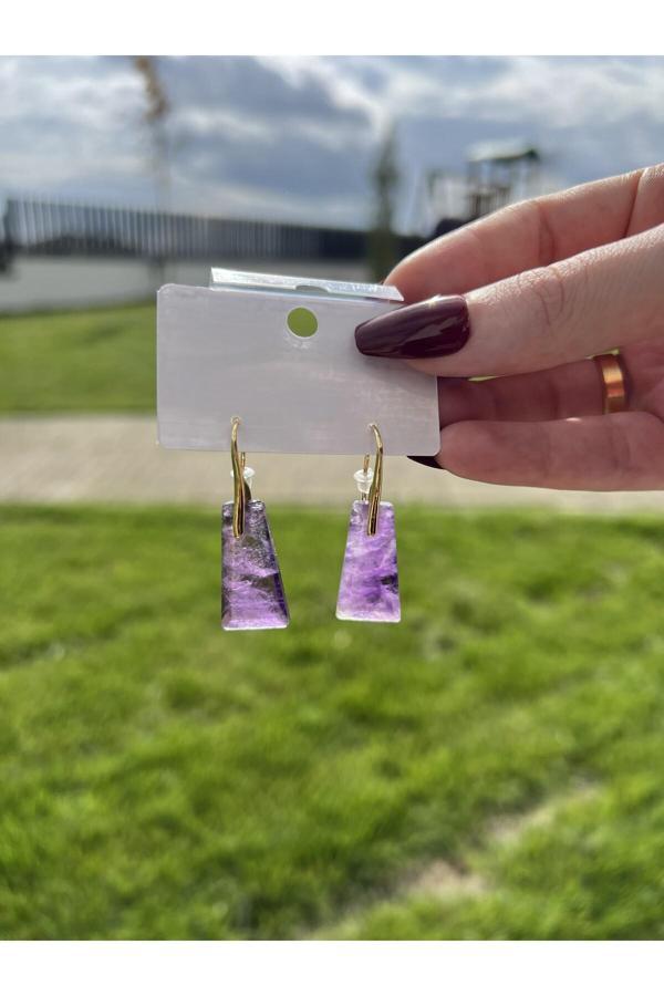 Taşmeran Ametist Doğal Taş Küpe Tky0342 - Image 1