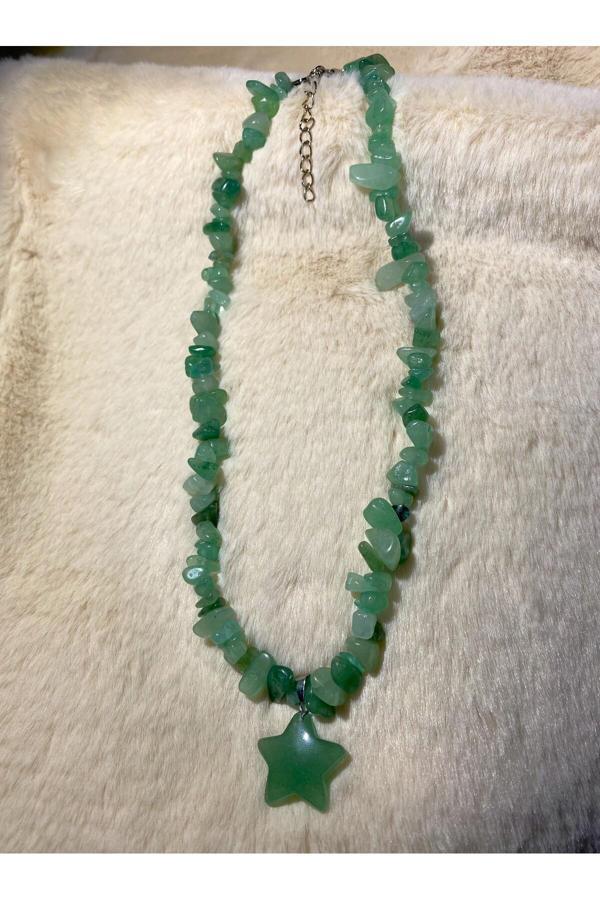 Taşmeran Aventurin Yıldız Uçlu Kırıktaş Doğal Taş Kolye Tky0322 - Image 1