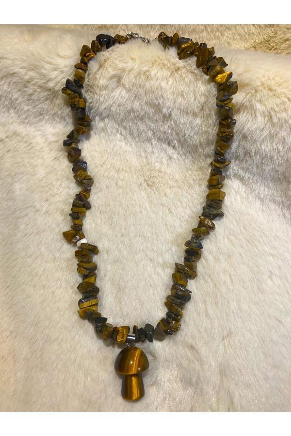 Taşmeran Kaplangözü Mantar Uçlu Kırıktaş Doğal Taş Kolye Tky0318 - Image 1