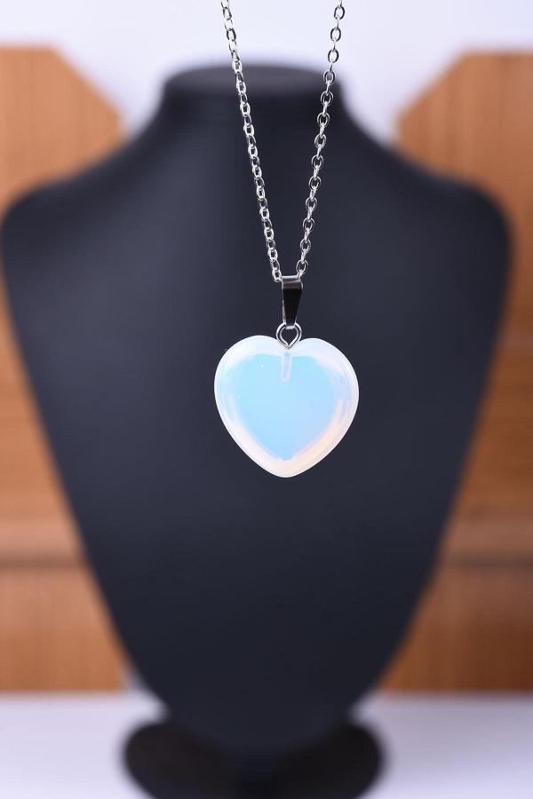 Taşmeran Opal Sentetik Taş Kalpli Kolye Tky0032 - Image 1