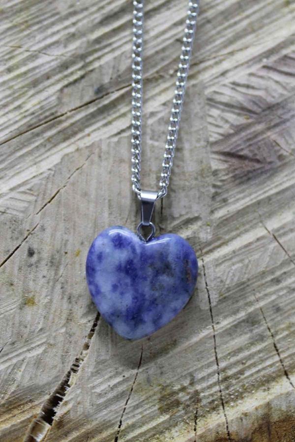 Taşmeran Sodalit Doğal Taş Kalpli Kolye Tky0106 - Image 1