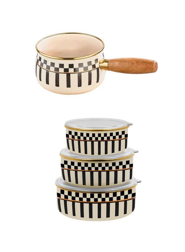 Prime Cream 3’lü Emaye Saklama Kabı ve Emaye Sütlük Sosluk 14 CM - Image 1