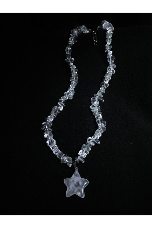 Taşmeran Kristal Kuvars Yıldız Uçlu Kırıktaş Doğal Taş Kolye Tky0329 - Image 1