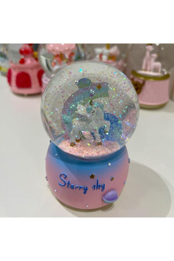 Taşmeran Unicorn Işıklı Müzikli Orta Boy Kar Küresi Tky0398 - Image 1