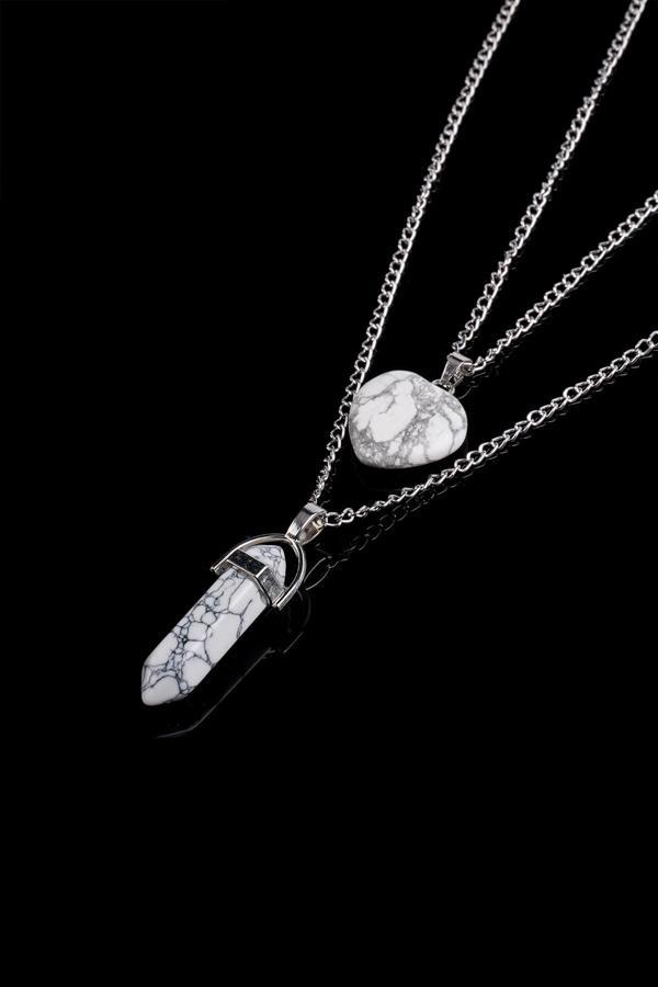 Taşmeran Havlit Doğal Taş Çivi-Kalpli Çift Sevgili Kolyeleri Tky0292 - Image 1