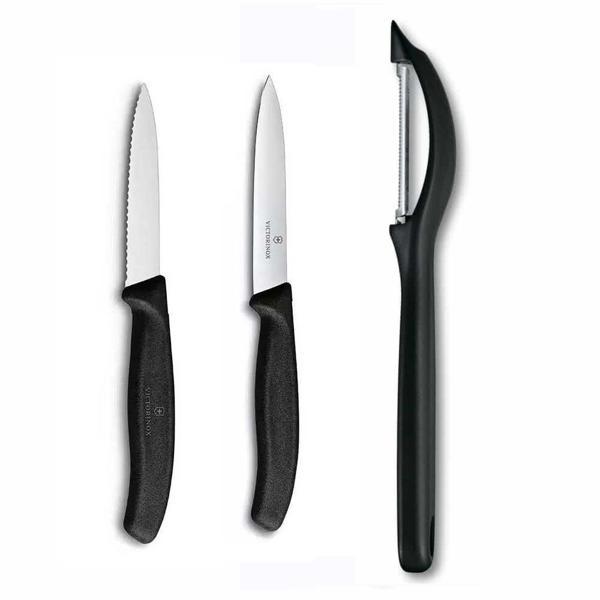 Victorinox Domates Soyacağı - 10 CM Düz ve Tırtıklı Sebze Meyve Bıçağı 3lü Set - Image 1