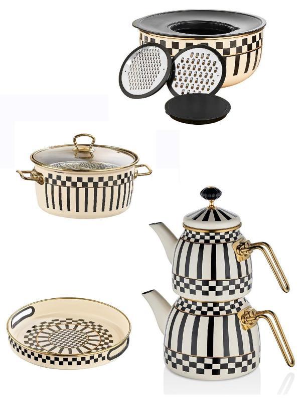 Emaye Çaydanlık - Tepsi 28 CM -  Karıştırma Kabı ve Kızartma Tenceresi - Image 1