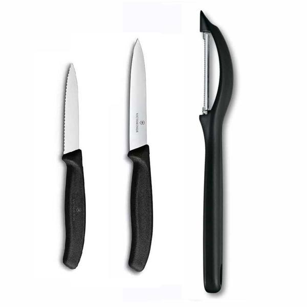 Victorinox Domates Soyacağı - 10 CM Düz 8 CM Tırtıklı Sebze Meyve Bıçağı 3lü Set - Image 1