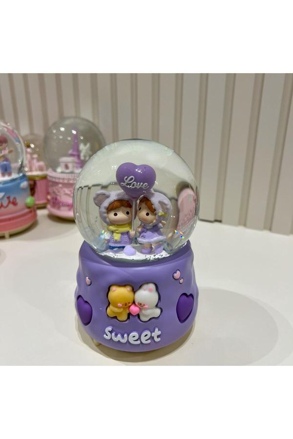 Taşmeran Sevgili Çift Motorlu Işıklı Müzikli Büyük Boy Kar Küresi Tky0406 - Image 1