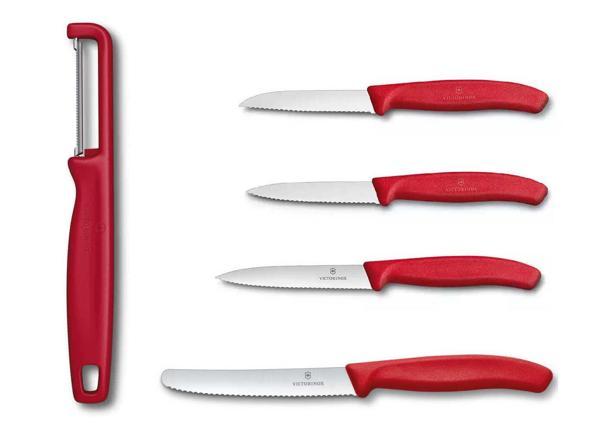 Victorinox Kırmızı Tırtıklı Bıçak ve Domates Soyacağı Seti 5 Li - Image 1