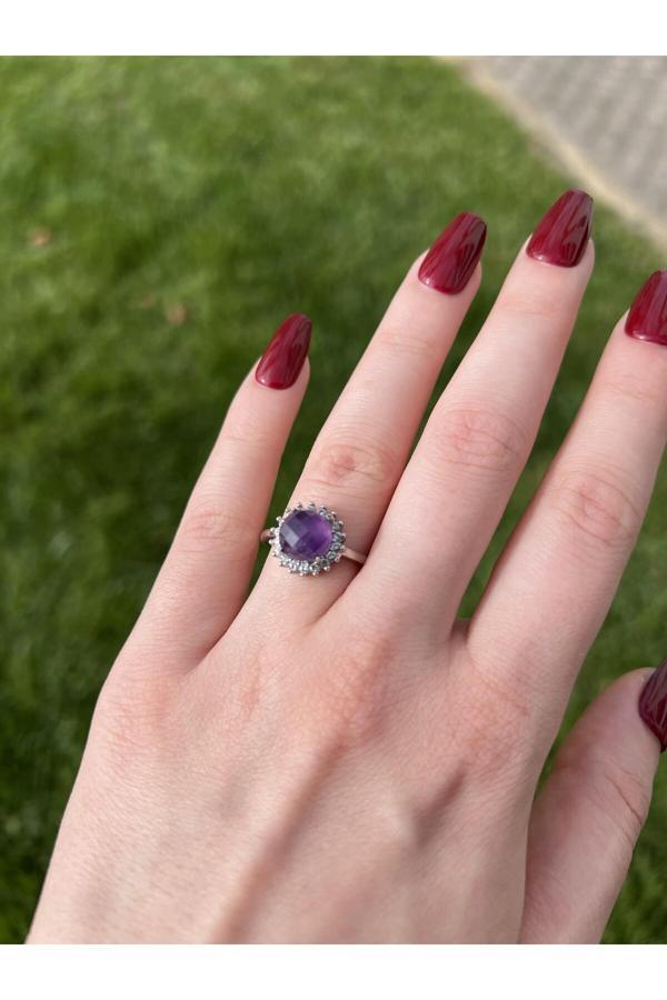 Taşmeran Ametist Faset Kesim Doğal Taş Yüzük Tky0346 - Image 1
