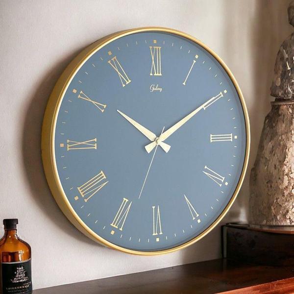 Dekoratif Duvar Saati Gold Renk Mavi - Image 1