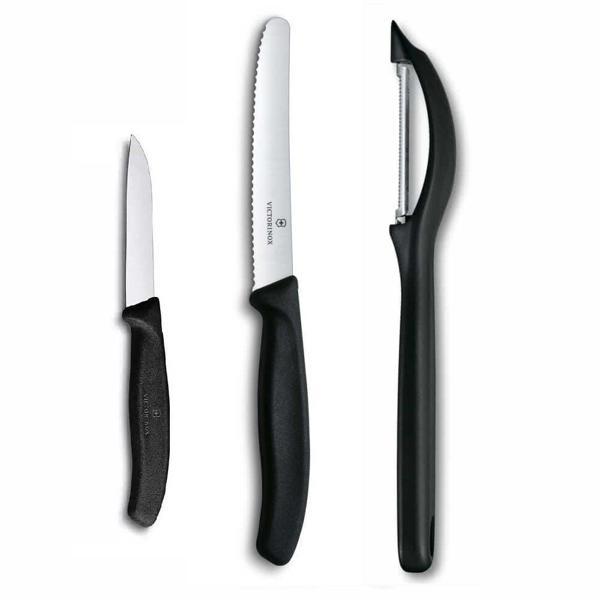 Victorinox 3 lü Set 11 CM Tırtıklı ve 8 CM Düz Sebze Meyve Bıçağı - Domates Sebze Soyacağı - Image 1