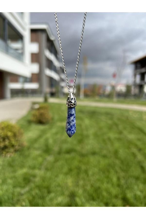 Taşmeran Sodalit Uzun Çivi Doğal Taş Kolye Tky0361 - Image 1
