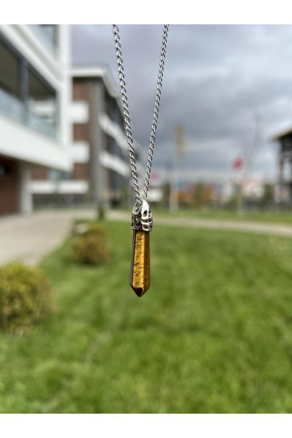 Taşmeran Kaplangözü Uzun Çivi Doğal Taş Kolye Tky0358 - Image 1