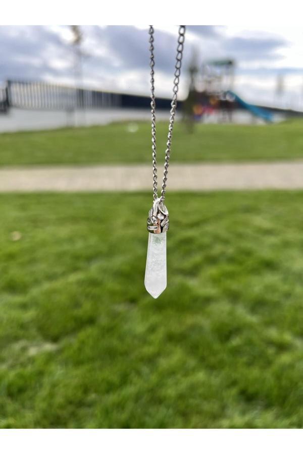 Taşmeran Kristal Kuvars Uzun Çivi Doğal Taş Kolye Tky0362 - Image 1