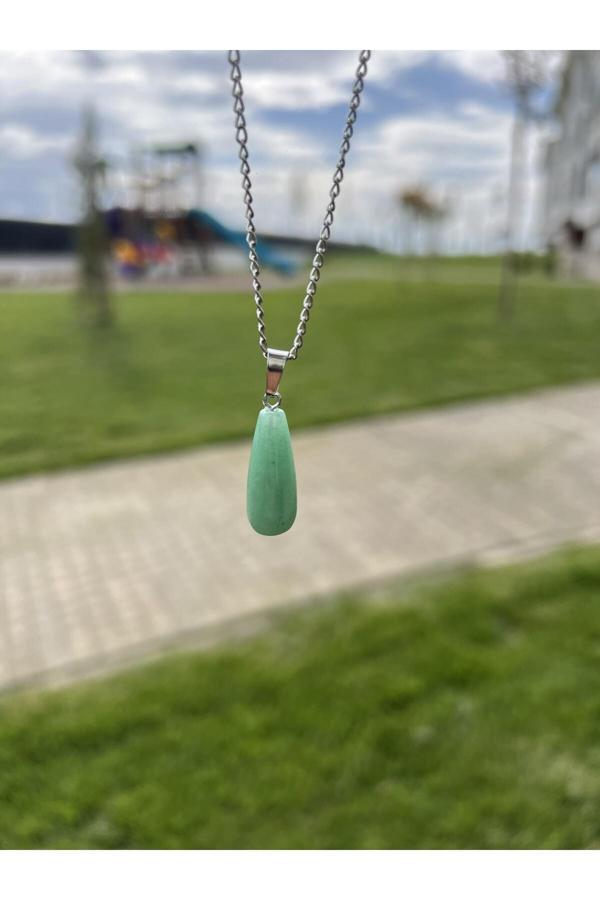 Taşmeran Aventurin Damla Doğal Taş Kolye Tky0367 - Image 1