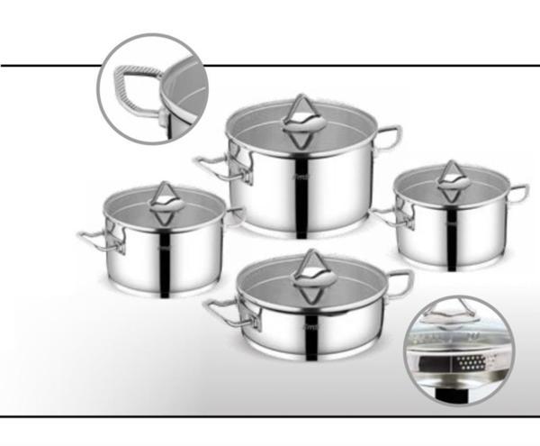 FMS Süzgülü Lüx 8 Parça Çelik Tencere Takımı Metal Kulp 6026 - Image 1