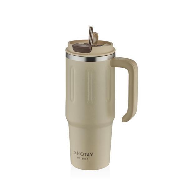 Shotay Travel Çelik Termos Mug 900Ml Krem - Image 1