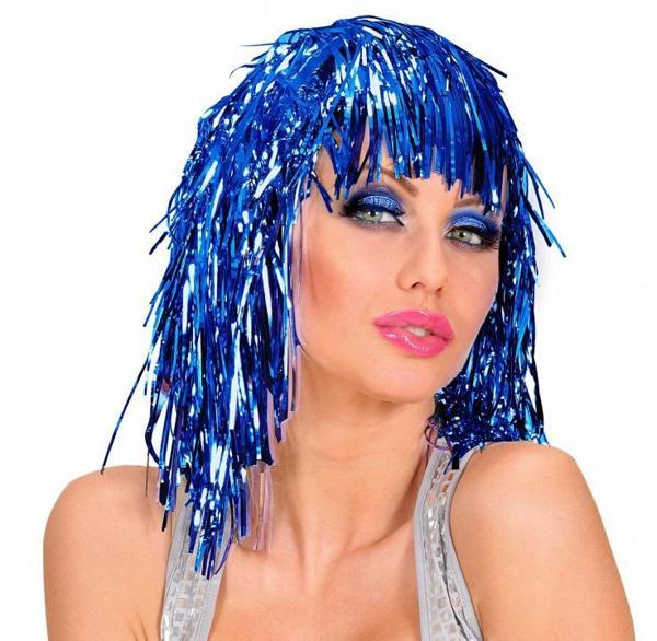 Büro Ev Ofis Etkinlik Gösteri Kostüm Peruğu için Mavi Işıltılı Metalize Peruk - Image 1