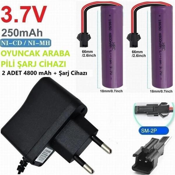 Day Oyuncak Araba Pili Şarj Cihazı + 2 ADET 4800 mAh 3.7V 18650 Li-Ion Pil - Image 1
