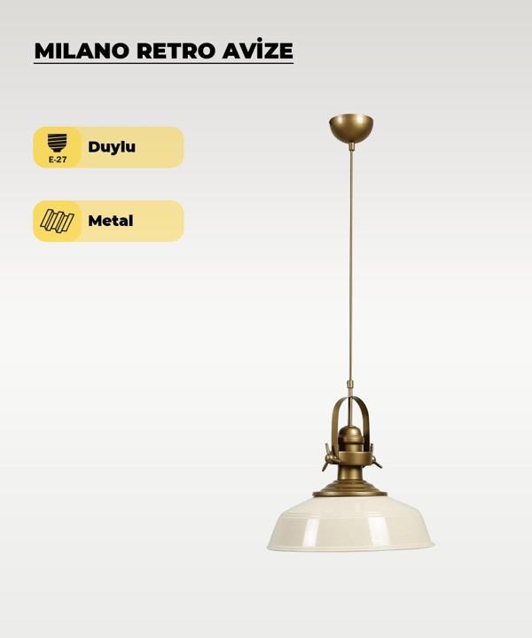 Milano Retro Avize Beyaz / Metal - E27 Duylu - Image 1
