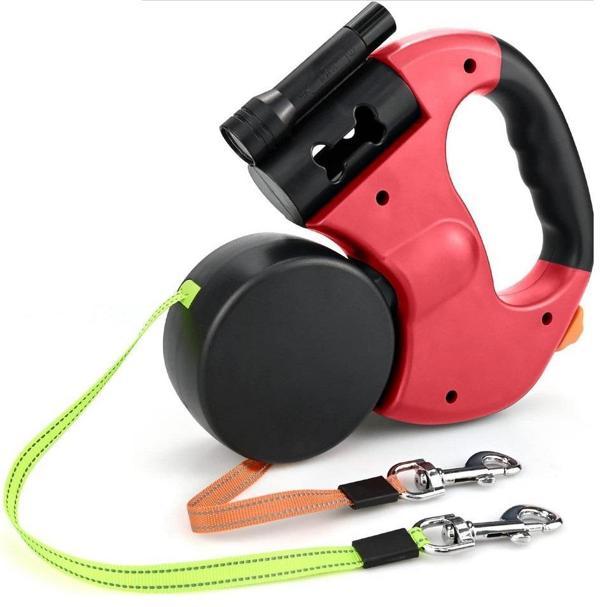 Süslüpati Çok Fonksiyonlu Çift Köpek Gezdirme Tasması Kırmızı - Image 1